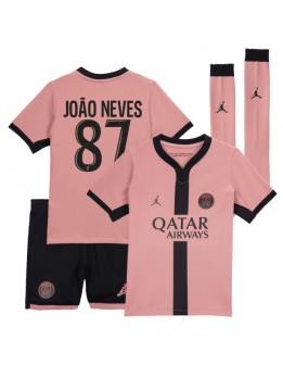 Billige Paris Saint-Germain Joao Neves #87 Tredjedraktsett Barn 2024-25 Kortermet (+ Korte bukser)